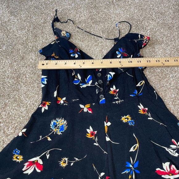 Kimchi Blue Urban Outfitters Floral Printed Romper Dress black floral print SZ 2 - Picture 9 of 12